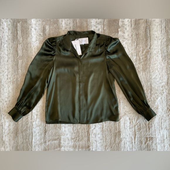 NWT💕Frame Gillian Silk Puff-Sleeve Blouse in Surplus Size L - Picture 6 of 14